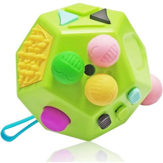 12 côtés Fidget Cube Toys, Cube de décompression avec Doigt sensoriel, soulage Le Stress et l'anxiété pour Les Enfants et Les Adultes autistes - Elle  CUR-375