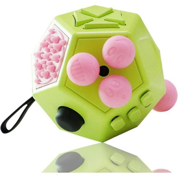 Elle - 12 côtés Fidget Cube Toys, Cube de décompression avec Doigt sensoriel, soulage Le Stress et l'anxiété pour Les Enfants et Les Adultes autistes  CUR-376