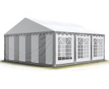 INTENT24 4x6 m Tente de réception/Barnum gris-blanc toile de haute qualité env. 500g/m² PVC ECONOMY - gris 4260409141476 6096