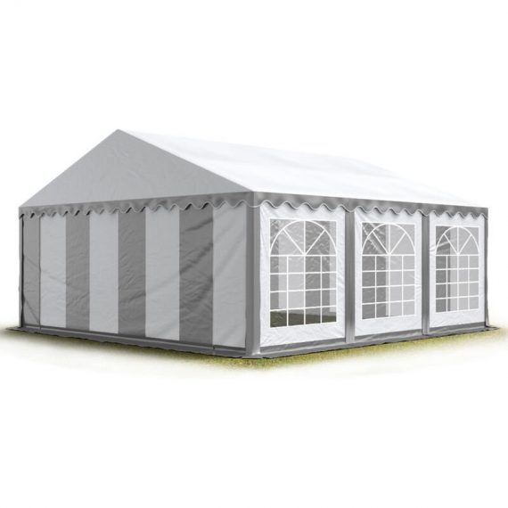 INTENT24 4x6 m Tente de réception/Barnum gris-blanc toile de haute qualité env. 500g/m² PVC ECONOMY - gris 4260409141476 6096