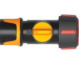 Fiskars - Raccord de Tuyau, avec Vanne on/off, Points de contact SoftGrip, Taille universelle, ø 1,9 cm (3/4''), 80 g, noir/orange/rouge, 1027087 6411501511126 1027087
