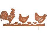 La Grande Prairie - Silhouette volailles en fer 65 x 26 cm marron - marron 3701010611930 us190422