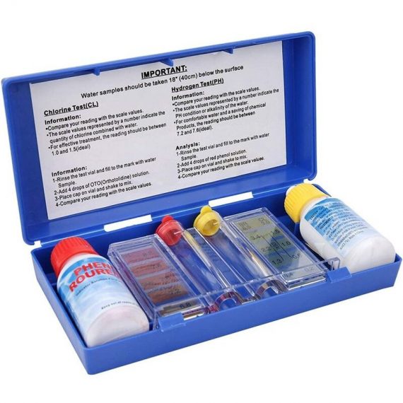 Boîte de Test d'eau de Piscine, kit de Test de qualité de l'eau de Chlore ph boîte de Test d'eau de testeur de Piscine 6135791799810 Mano-JS-7548