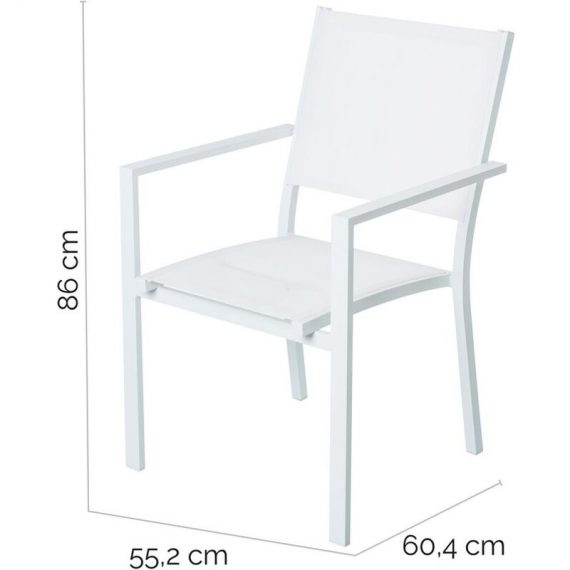 Lola Home - Chaise de jardin empilable blanche en aluminium 8424345848998 84899