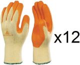 12 paires de gants tricot polyester / coton enduction latex VE703OR Taille: 8 - Delta Plus  VE730OR08-12