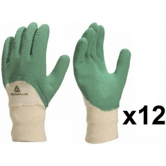 12 paires de gants latex crêpés vert LA500 Taille: 7 - Delta Plus  LA50007-12