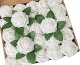 Lot de 25 Roses artificielles réalistes avec Tige pour Bouquets de Mariage, centres de Table, fête de Mariage, décoration de Maison (Blanc, 25pcs) 9771353013580 GBTG00599