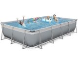 New Plast - piscine hors sol rectangulaire 650x265 H125 kit et accessoires gris blanc Futura 650 7630377904187 2008 KG