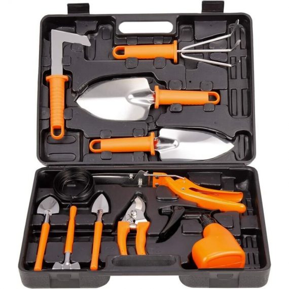 Kit outils du jardinier,13 outils de jardin en acier inoxydable, outils à main de jardin avec étui de transport, cadeaux de jardinage pour femmes 9317469751505 YYF202206-YYST369