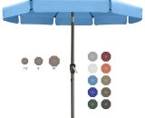 Parasol de table inclinable avec bouton poussoir pour jardin, terrasse, cour et piscine, 8 baleines, turquoise 9771353005370 GBTG00338