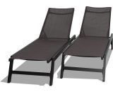 Nilo - Ensemble de 2 chaises longues de jardin en aluminium et textilène. Bains de soleil design avec dossier réglable en 5 positions. Gris anthracite 8051160935772 AT-SNLG-JD5030R