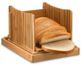Almi - Trancheuse à pain en bambou – Réglable, compact, pliable, guide de tranchage avec ramasse-miettes, 3 épaisseurs réglables pour pain fait 5041869048265 AL66-58440_1