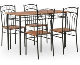 Table de salle à manger avec chaises en mdf et en acier brun différentes quantités Ensemble de salle à manger 5 pcs MDF et acier Marron des modèles : 7436309946979 281400