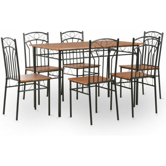 Nova - Table de salle à manger avec chaises en mdf et en acier brun différentes quantités Ensemble de salle à manger 7 pcs mdf et acier Marron des 7426789034006 281401