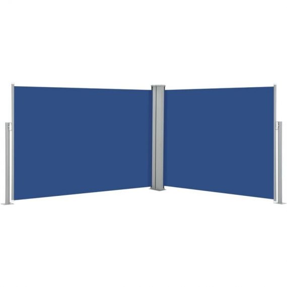 Rideau latéral rétractile 100x1000 cm double-de manière automatique diverses couleurs Auvent latéral rétractable Bleu 100 x 1000 cm 7436302149117 48476