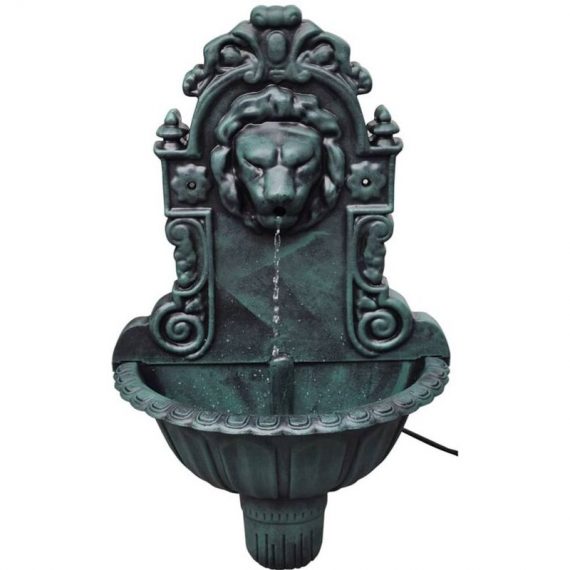Fountaine murale extérieure avec lion tête élégante Design vintage vert Fontaine murale Design de tête de lion 7436318117124 40538