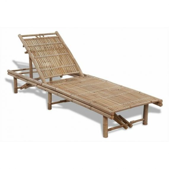 Chair de pont à coulisse en bois de bambou changtes de terrasse réglables jardin de mer Chaise longue Bambou 7423756888884 41499