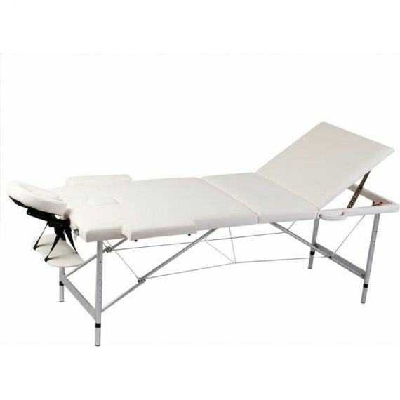 3 zone Massage pliant lit avec cadre en aluminium diverses couleurs Couleur : Crème 7423745165132 110089