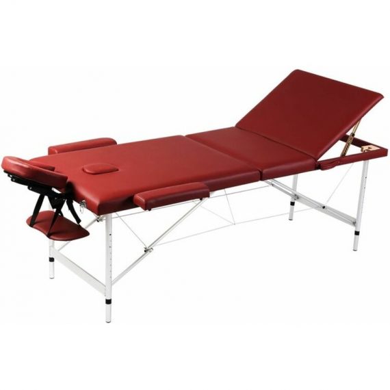 3 zone Massage pliant lit avec cadre en aluminium diverses couleurs Couleur : ROUGE 7423754715717 110091