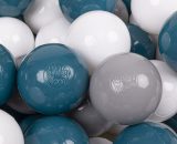 Kiddymoon - 700 Balles/7Cm Balles Colorées Plastique Pour Piscine Enfant Bébé Fabriqué En eu, Turquoise Foncé/Gris/Blanc - turquoise foncé/gris/blanc 5905054804251 5905054804251