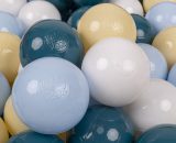KiddyMoon 700 Balles/7Cm Balles Colorées Plastique Pour Piscine Enfant Bébé Fabriqué En EU, Turquoise Foncé/Bleu Pastel/Jaune Pastel/Blanc 5905054804190 5905054804190