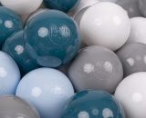 Kiddymoon - 700 Balles/7Cm Balles Colorées Plastique Pour Piscine Enfant Bébé Fabriqué En eu, Turquoise Foncé/Bleu Pastel/Gris/Blanc - turquoise 5905054804220 5905054804220