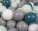 KiddyMoon 700 Balles/7Cm Balles Colorées Plastique Pour Piscine Enfant Bébé Fabriqué En EU, Turquoise Foncé/Gris/Blanc/Menthe - turquoise 5905054804282 5905054804282