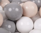 Kiddymoon - 700 Balles/7Cm Balles Colorées Plastique Pour Piscine Enfant Bébé Fabriqué En eu, Beige Pastel/Gris/Blanc - beige pastel/gris/blanc 5905054804763 5905054804763