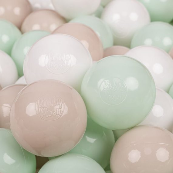 50 Balles/7Cm Balles Colorées Plastique Pour Piscine Enfant Bébé Fabriqué En EU, Beige Pastel/Blanc/Menthe - beige pastel/blanc/menthe - Kiddymoon 5905054804398 5905054804398