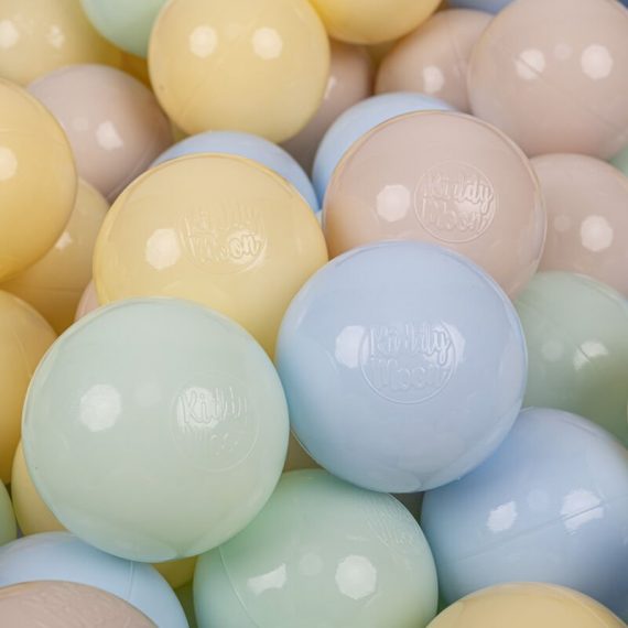 Kiddymoon - 50 Balles/7Cm Balles Colorées Plastique Pour Piscine Enfant Bébé Fabriqué En eu, Beige Pastel/Bleu Pastel/Jaune Pastel/Menthe - beige 5905054804695 5905054804695