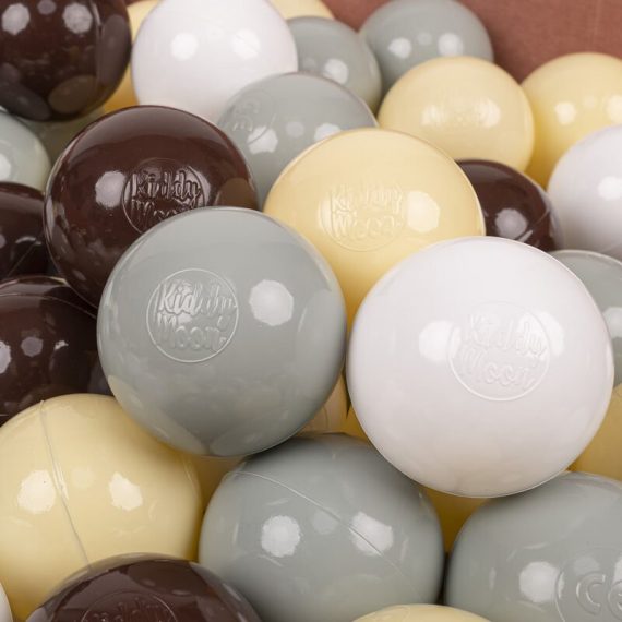 Kiddymoon - 50 Balles/7Cm Balles Colorées Plastique Pour Piscine Enfant Bébé Fabriqué En eu, Gris De Vert/Jaune Pastel/Brun/Blanc - gris de 5905054804961 5905054804961
