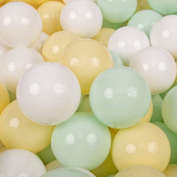 50 Balles/7Cm Balles Colorées Plastique Pour Piscine Enfant Bébé Fabriqué En EU, Jaune Pastel/Blanc/Menthe - jaune pastel/blanc/menthe - Kiddymoon 5905054804930 5905054804930