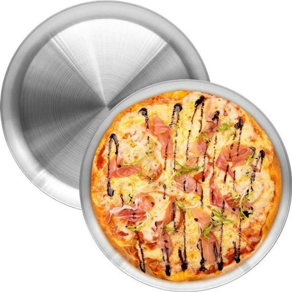 SL.GT 2pcs Plat à Pizza Rond en Acier Inoxydable pour Pizza,Plateaux de Four à Pizza Ronds Antiadhésifs Plaque de Cuisson(26cm*2cm) 9466991275949 COPG-006698