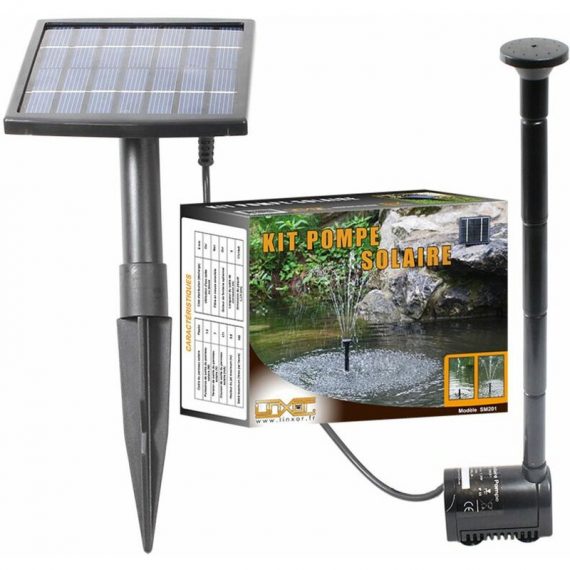 Pompe à eau solaire pour fontaine, bassin ou jardin... avec câble de 5m - Linxor - Noir 3662348000110 EGK10
