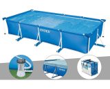 Intex - Kit piscine tubulaire rectangulaire 4,50 x 2,20 x 0,84 m + Filtration à cartouche + Bâche de protection + Bâche à bulles 7061288608961 28273NP-28604-28039-UTF00139