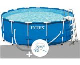 Intex - Kit piscine tubulaire Metal Frame ronde 4,57 x 1,22 m + Kit d'entretien - Bleu 7061257780247 28242NP-28003