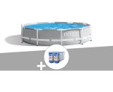 Intex - Kit piscine tubulaire Prism Frame ronde 3,05 x 0,76 m + 6 cartouches de filtration - Gris 7061259281667 26702NP-290006