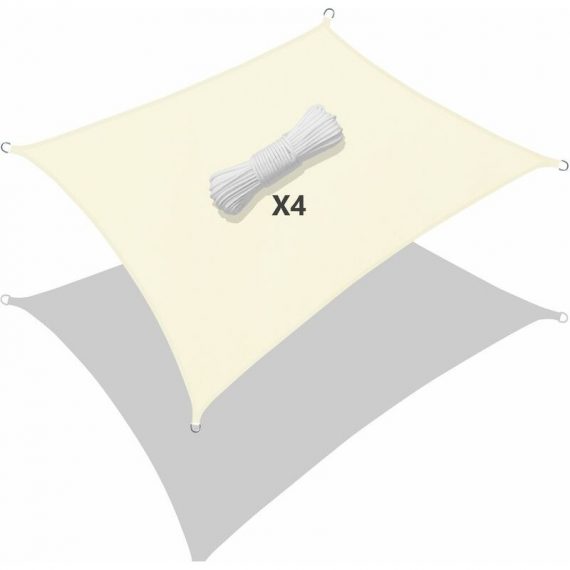 Voile d’ombrage Rectangulaire Imperméable Polyester avec Corde 3x5m Beige 6973424411056 6555538587671