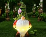 Hazel - Solaire gnome de Jardin Statue Lumières avec led Solaire en Résine Synthétique Nain de au Hula Hoop avec des lumières solaires à led 1164000451961 Ha-277