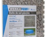 Dalle pour piscine imprimé galet 50x50cm 1cm épaisseur 8 pièces Werkapro 3700723432047 13204