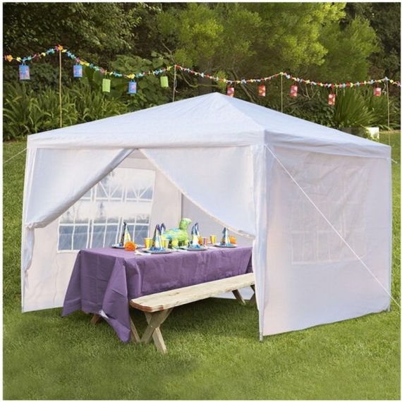 Grosmonde - Tente étanche 3 x 3 m domestique portable de quatre parois avec tubes en spirale , pavillon de jardin , Blanc  GM2-G26000271