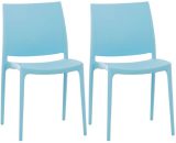 Lot de 2 chaises de jardin empilables Maya en plastique bleu clair 4251756465698 CLP319429