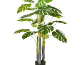 HOMCOM Arbre artificiel plante artificielle monstera H.1,2 m tronc branches lichen feuilles de tortue grand réalisme pot inclus - Vert 3662970087619 830-435