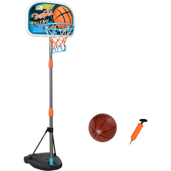 Homcom - Panier de basket-ball sur pied avec poteau base lestage panneau + ballon + pompe hauteur réglable 1,26 – 1,58 m - Orange 3662970075395 341-039