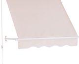Outsunny - Store banne manuel inclinaison réglable aluminium polyester imperméabilisé 70L x 120l cm beige - Beige 3662970016695 01-0689