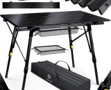Kesser - ® Table de camping pliante | Table de camping pliable avec cadre en aluminium | Plateau de table enroulable | Table pliante avec réglage de 4260751942158 23464