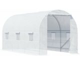 Outsunny - Serre de jardin tunnel surface sol 9 m² 4,5L x 2l x 2H m châssis tubulaire renforcé 18 mm 6 fenêtres blanc 3662970014493 845-073