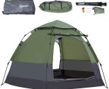 Outsunny - Tente pop up montage instantané - tente de camping 3-4 pers. - 2 grandes portes - dim. 2,6L x 2,6l x 1,5H m fibre verre polyester oxford 3662970102855 A20-128GN