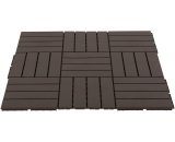 Caillebotis - dalles terrasse - lot de 9 - emboîtables, installation très simple - petits carreaux composite plastique imitation bois chocolat 3662970064658 844-278BN