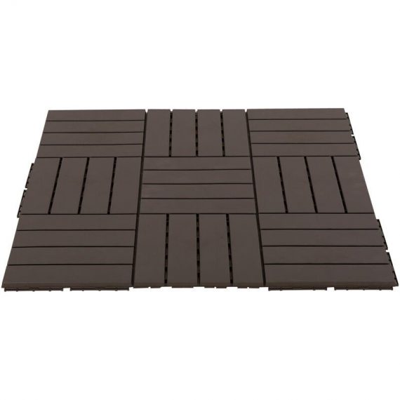 Caillebotis - dalles terrasse - lot de 9 - emboîtables, installation très simple - petits carreaux composite plastique imitation bois chocolat 3662970064658 844-278BN